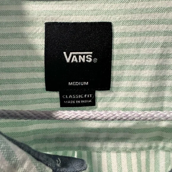 Vans Off the Wall Long Sleeve Green and White Stripped Shirt - Picture 4 of 7